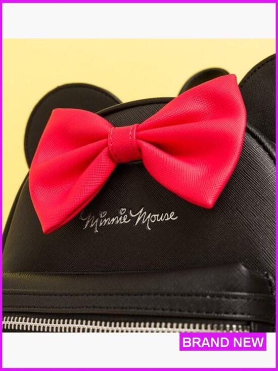 Mini Backpack Faux Leather Disney Minnie Mouse Dress Design Adjustable Strap
